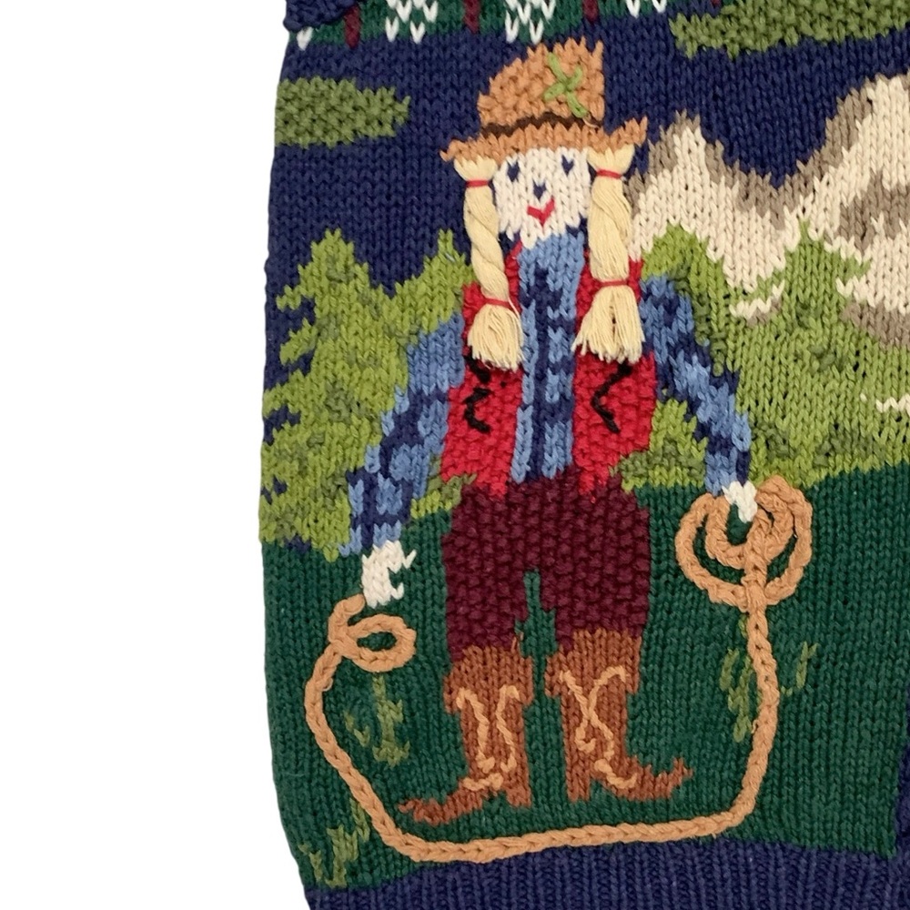 Vintage Western Theme Hand Knit Sweater Vest | Size M - Picture 3 of 11